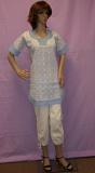 Blouse 034 Cotton White Hand Embroidered Small Size Kurti Tunic Top #034